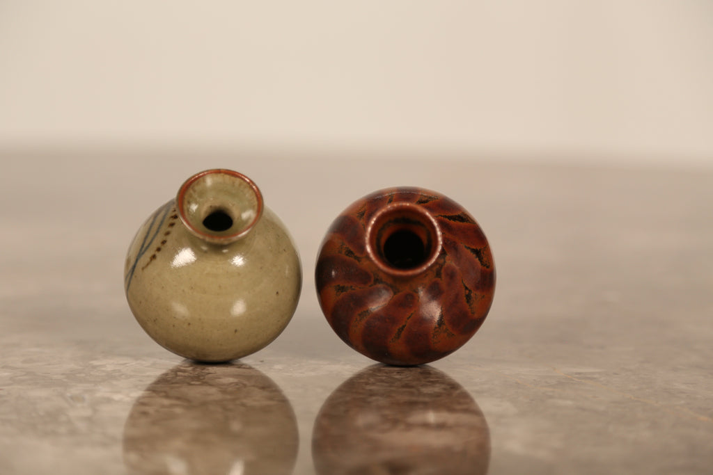 2 David Leech lowerdown pottery bud vases