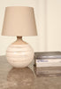 A large round based Bitossi ceramic table lamp and shade, Italian (1960s)