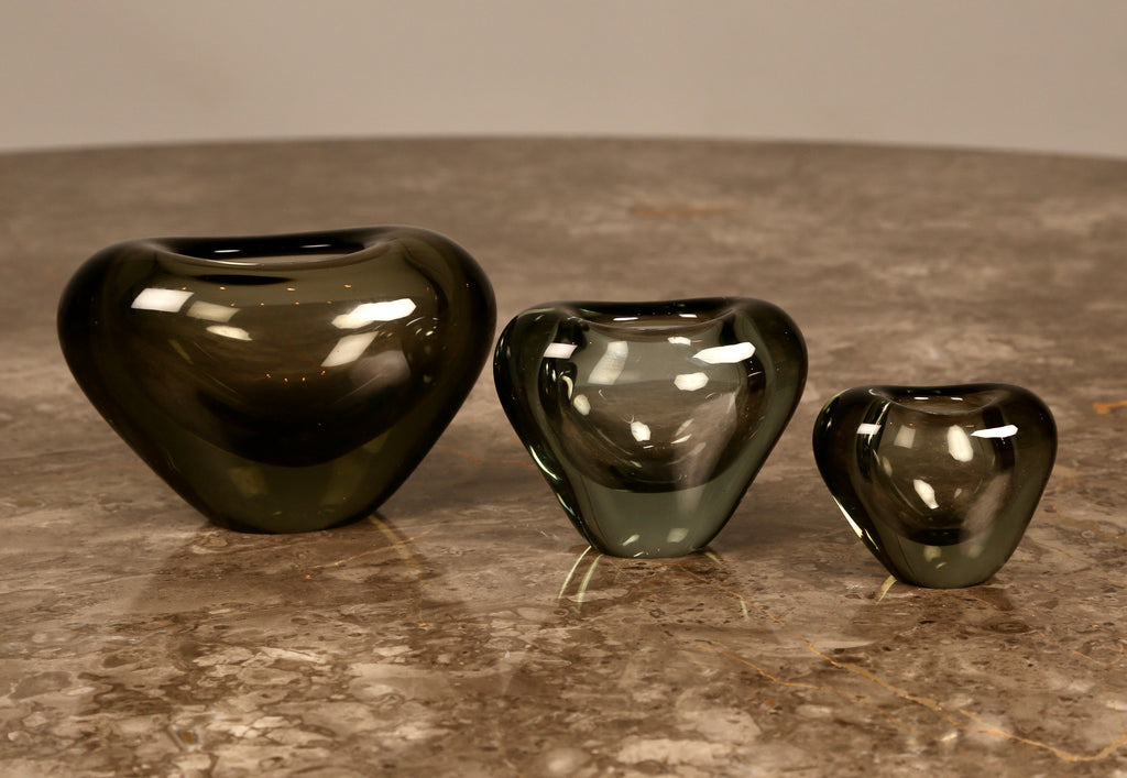 MEDIUM Heart Vase in smoked glass by Per Lütken for Holmegaad C1967 (Denmark)