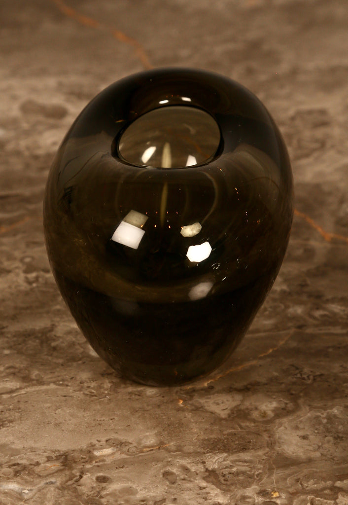 SMALL Heart Vase in smoked glass by Per Lütken for Holmegaad C1967 (Denmark)