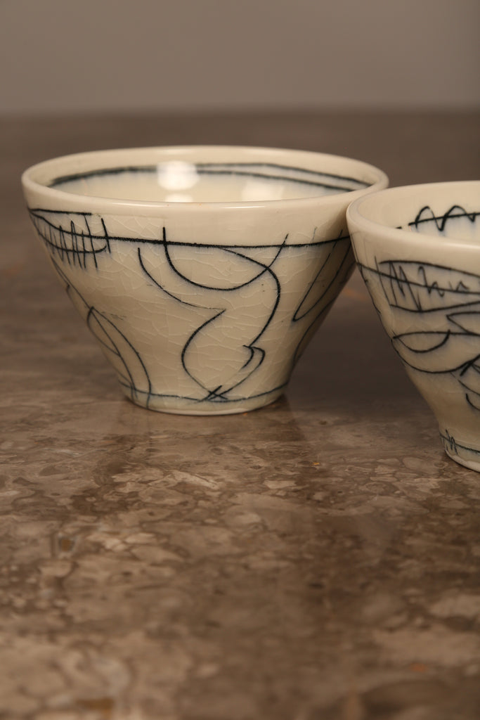 1 studio pottery bowl with black line detail