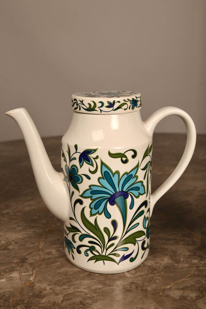 A midwinter pottery coffee set in 'Spanish Garden' pattern by Jesse Tait (1960s)
