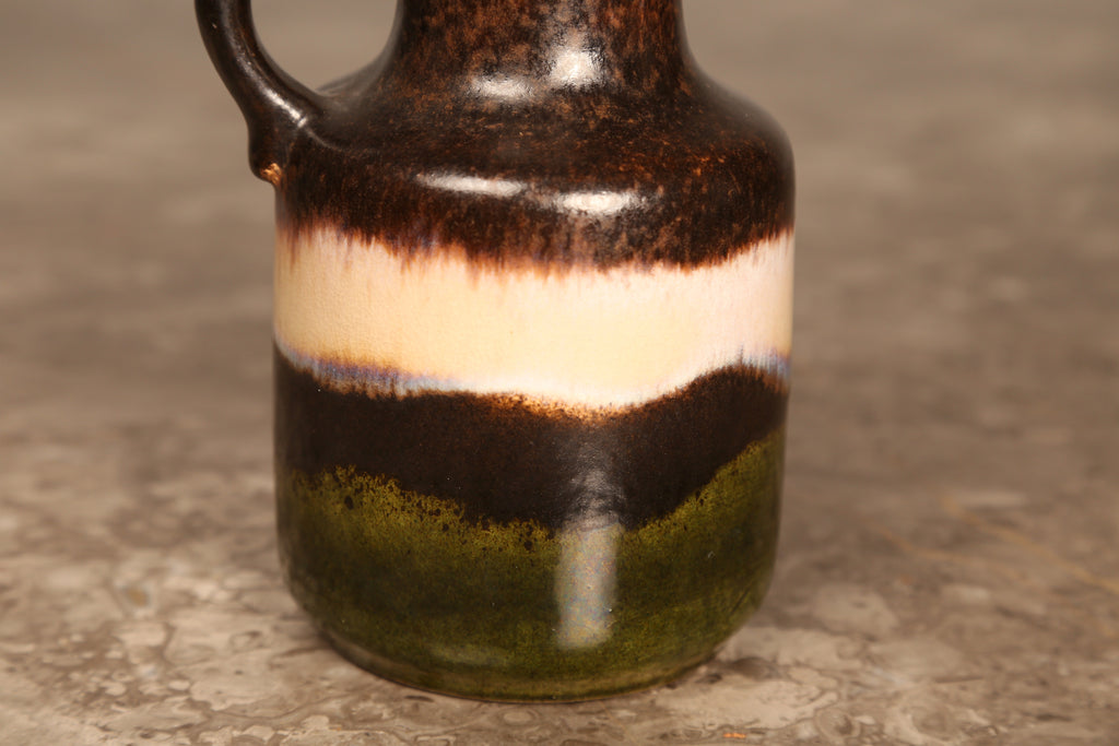 West German Green and brown jug with overlaid glazes (1960s)