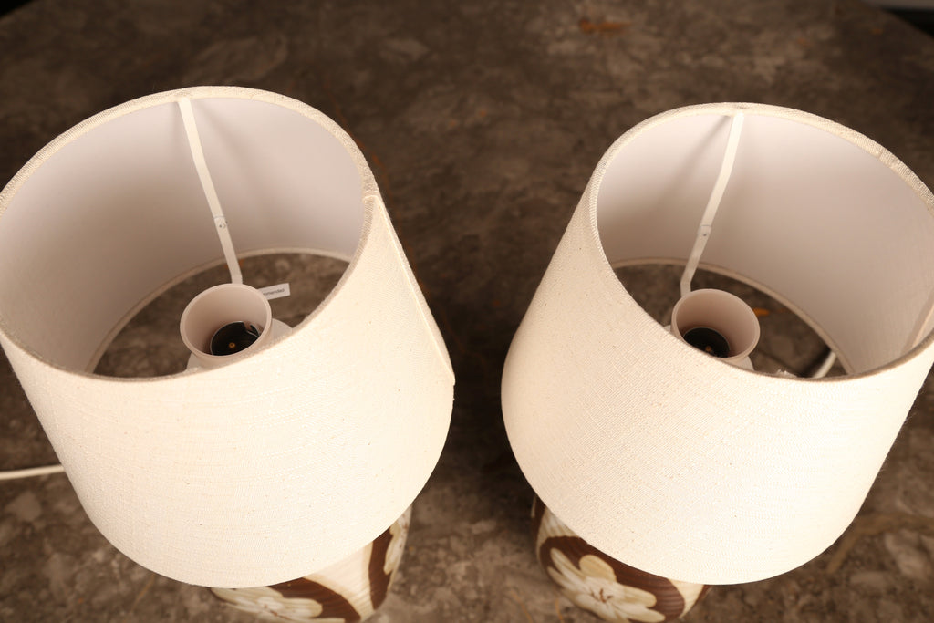 Studio pottery lamps with shades by Marianne De Trey (1960s)