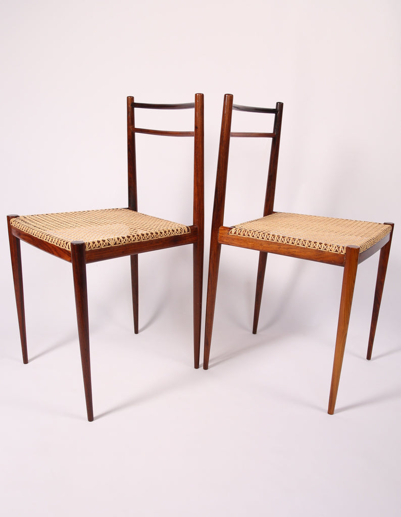 A Pair of Rosewood Italian Dining Chairs by Tito Agnoli for La Linia (1950/60s)